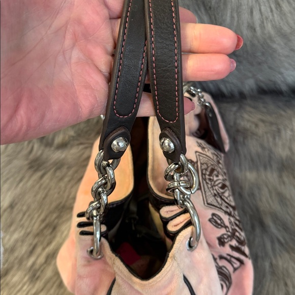 Vintage Juicy Couture Peach Satchel/Shoulder Bag with Chain Handles - Picture 14 of 16